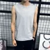 Áo thun cotton nam không tay XL áo dài ngang vai mỏng phần thể thao áo bóng rổ XL rộng vai vest thủy triều áo khoác ghi lê nam Áo vest cotton