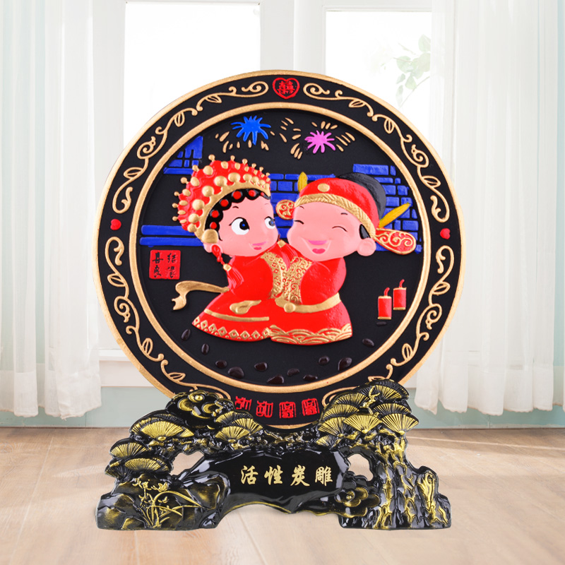 Charcoal carving engagement business ornament wedding room logo housewarming custom wedding new house gifts to girlfriend wedding crafts