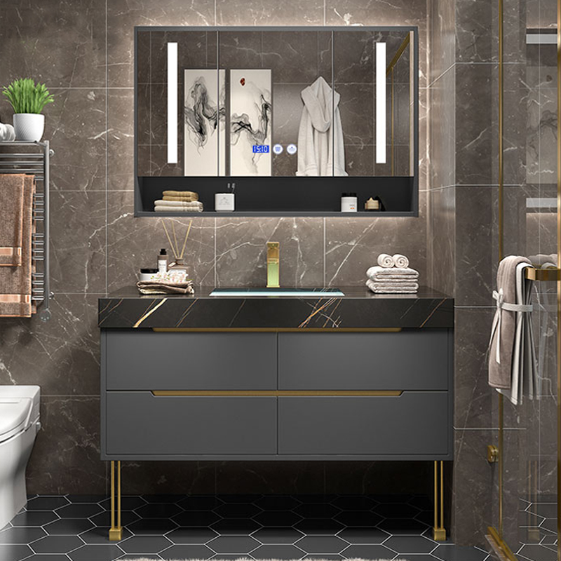 Light Extravagant Solid Wood Bath Cabinet Composition Nordic Modern Minima Smart Mirror Cabinet Makeup Room Washout Terrace Basin Cabinet Customised