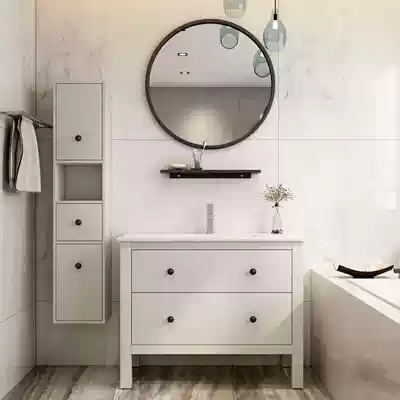 Bathroom cabinet Modern simple solid wood bath cabinet Toilet cabinet washbasin washbasin cabinet combination floor-to-ceiling