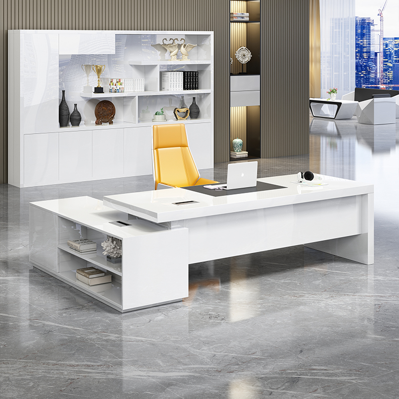 Boss Table Minimalist Modern President Table Manager Table White Baking Paint Large Bandai Office Furniture Owner Desk