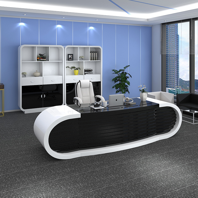 Boss Table Minimalist Modern President Table Manager Table White Baking Paint Large Bandai Office Furniture Owner Desk