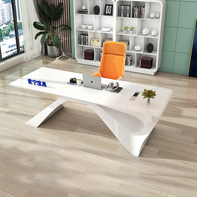 Boss Table Minimalist Modern President Table White Baking Paint Manager Profiled Grand Bandai Office Furniture Owner Desk