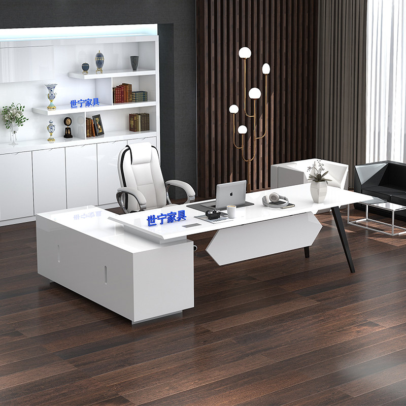 Boss Table Minimalist Modern Grand Bandae President Table White Baking Varnish Single Supervisor Manager Table Owner Desk