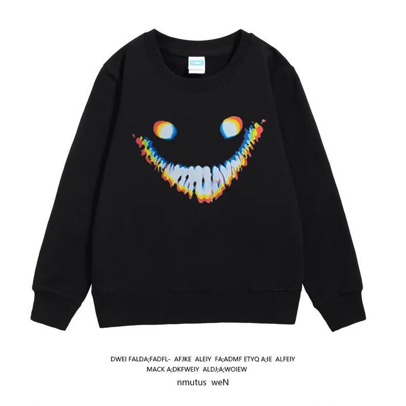 Backrooms-Themed Crewneck Sweatshirt, Student Smiley Face Hoodie, Sports Children's Clothing