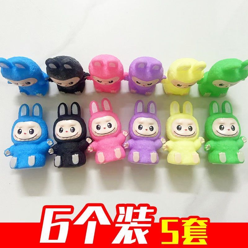 [5 Sets] Cartoon Labubu Internet Celebrity Cake Decoration Figurines Children's Birthday Baking Accessories