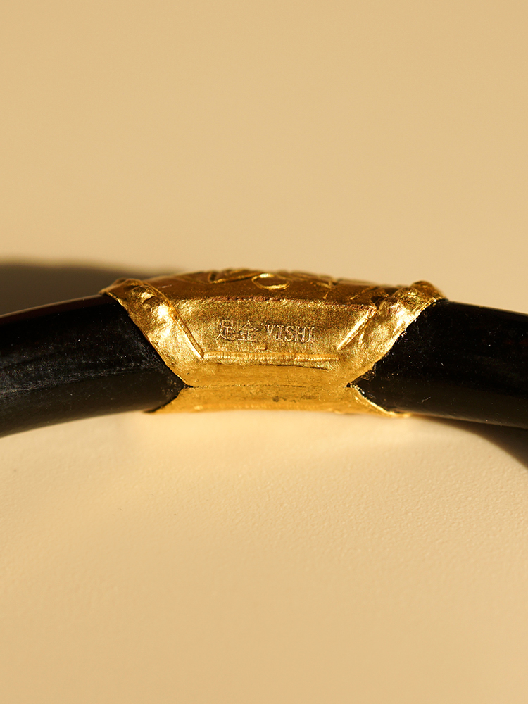 幸運と継続的なゴールドの海の柳のブレスレットはまだ古代ではありません子供のための24Kゴールドの手彫りの刻まれたブラック珊瑚のブレスレット - ブレスレット - 24Kゴールド