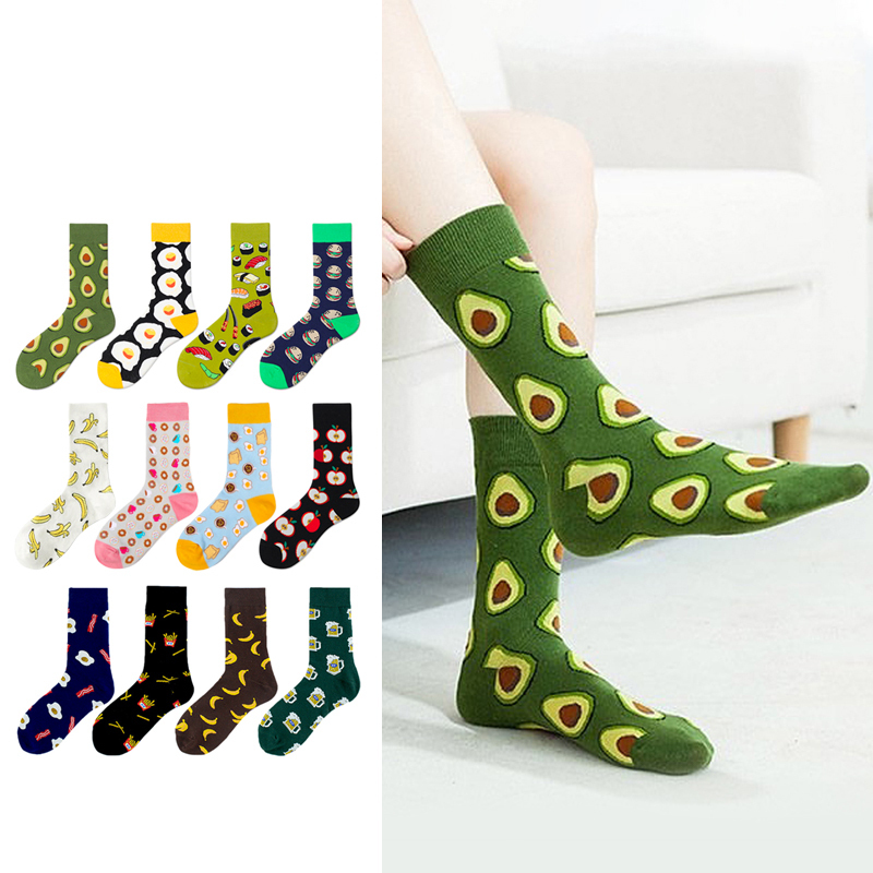 Socks for Women, Fruit Cartoon Fried Egg, Unisex Food Dessert Cupcake Couple Cotton Socks, Wedding Photography Socks