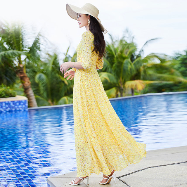 light yellow chiffon dress