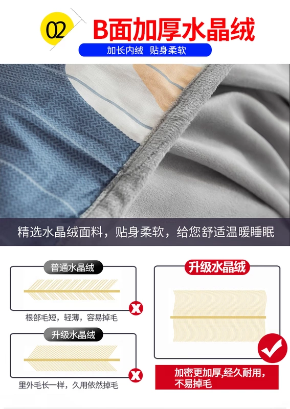 Chăn bông dày Nam Cực đơn mảnh flannel đôi 1,5 m 1,8 m pha lê nhung đơn chăn
