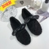Giày lông nữ mùa thu và mùa đông cộng với nhung ấm của giày thấp sandal nữ đế thấp Giày cắt thấp