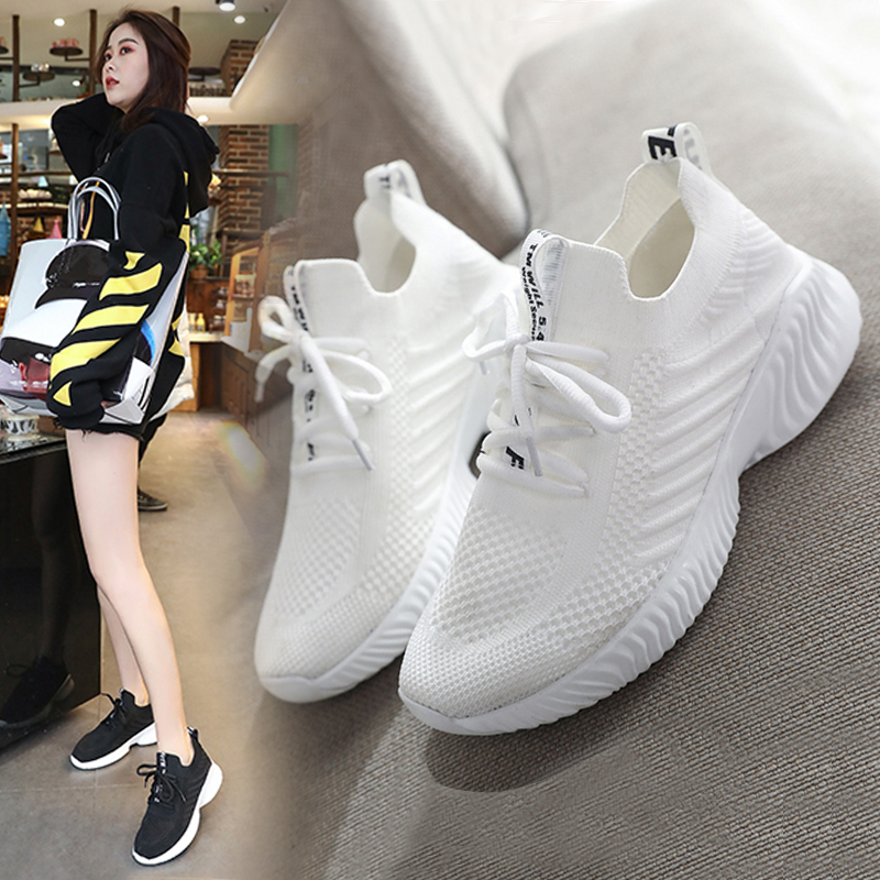 Sports shoes female spring 2022 new student mesh casual female shoes with fly weaving breathable shoes climbing running shoes