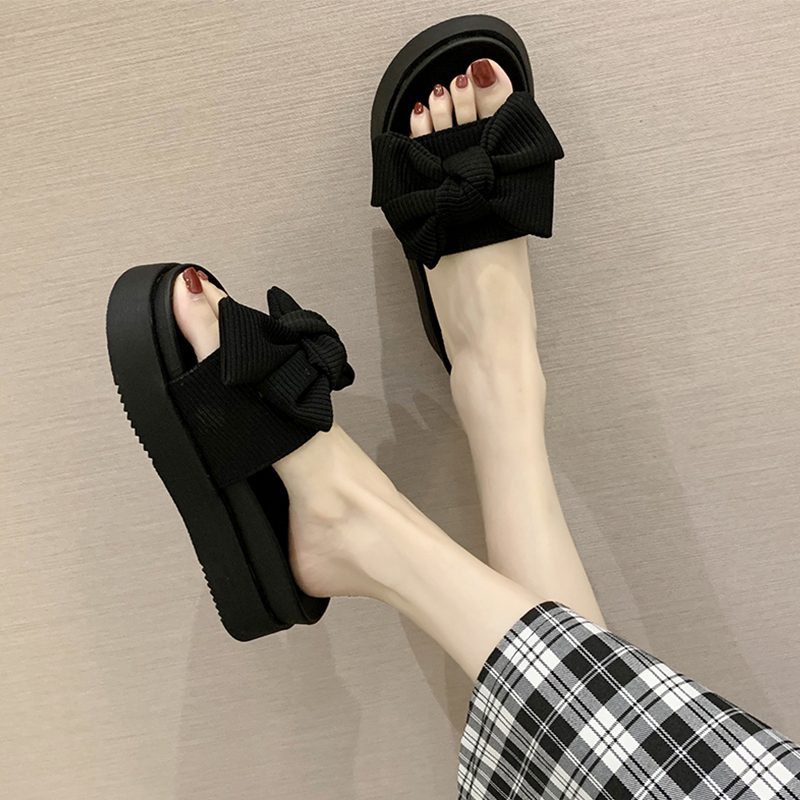 High-End Slippers for Women, Summer Outerwear, 2026 New Thick-Soled Versatile Bow-Knot Beach Non-Slip Soft-Soled Sandals