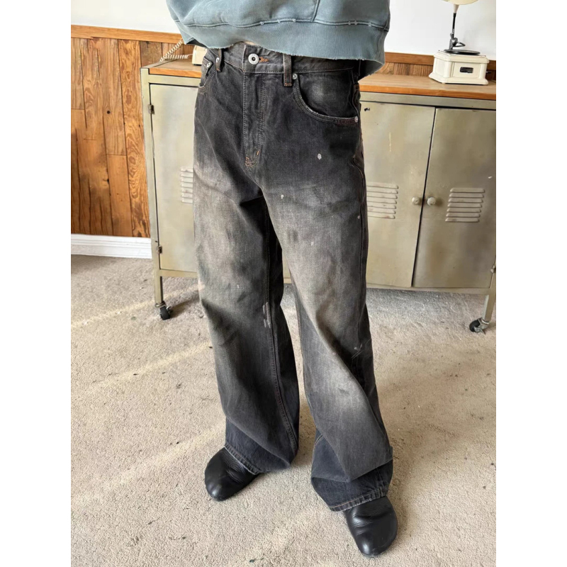 【Acne Splatter Black Denim】2021 Straight-Leg Flared Washed Distressed Wide-Leg Jeans for Men 2025 【Acne Splatter Black Denim】2021 Straight-Leg Flared Washed Distressed Wide-Leg Jeans for Men 2025