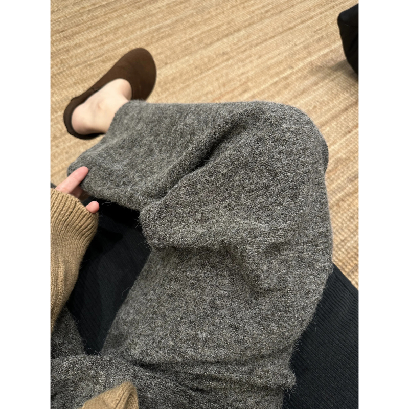 Liuliu Miner Contains 15% Wool! Thickened Looped Wool Wide-Leg Pants for Women, Autumn and Winter, Lazy and Loose Straight-Leg Wool Pants