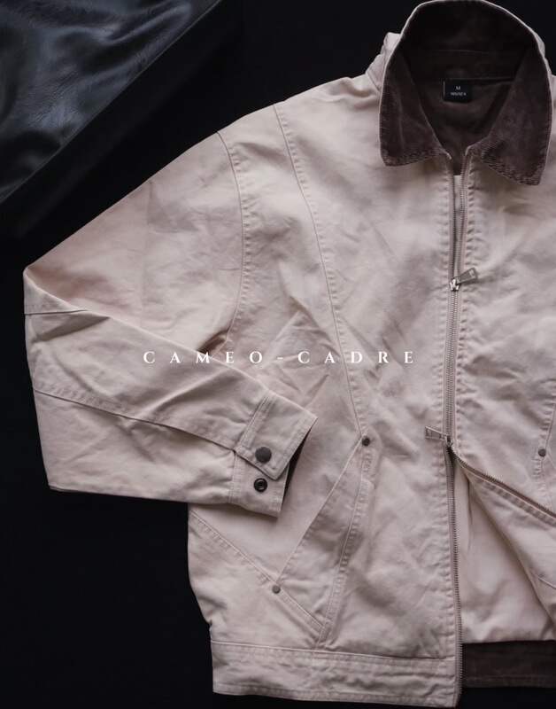 Cameo-Cader 370g Retro Washed Work Jacket for Men and Women, Spring and Autumn Pearl Cotton Pink Jacket Vintage Cameo-Cader 370g Retro Washed Work Jacket for Men and Women, Spring and Autumn Pearl Cotton Pink Jacket Vintage