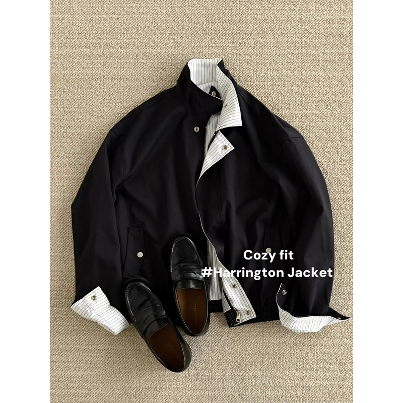Sean 778 "Reversible White Striped" Harrington Jacket Old Money Style Simple Short Wide Commuter Jacket