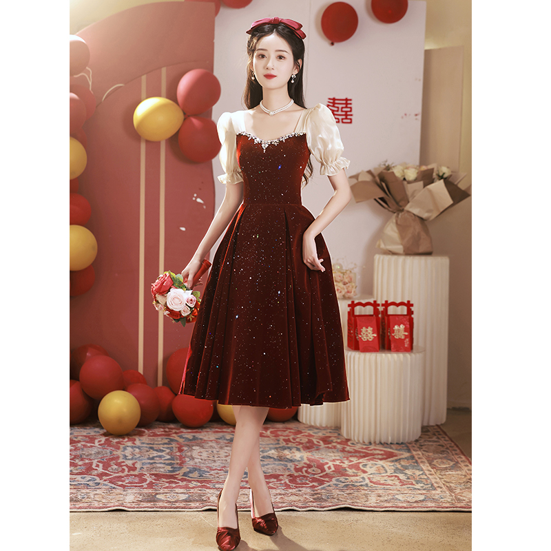  2XL+Burgundy, long, with short sleeve, mid-length  