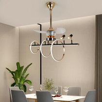 Nordic restaurant fan lamp living room lamp bedroom lamp long ceiling fan lamp simple modern frequency conversion household fan lamp