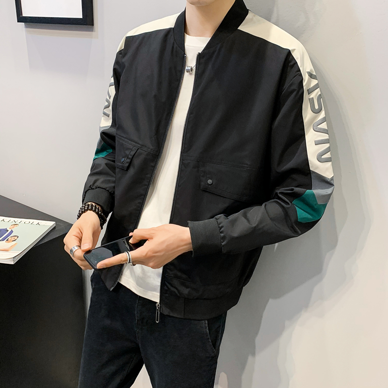 Jacket men's Korean version of the trend 2020 new autumn baseball suit tooling top fashion casual contrast color stitching jacket
