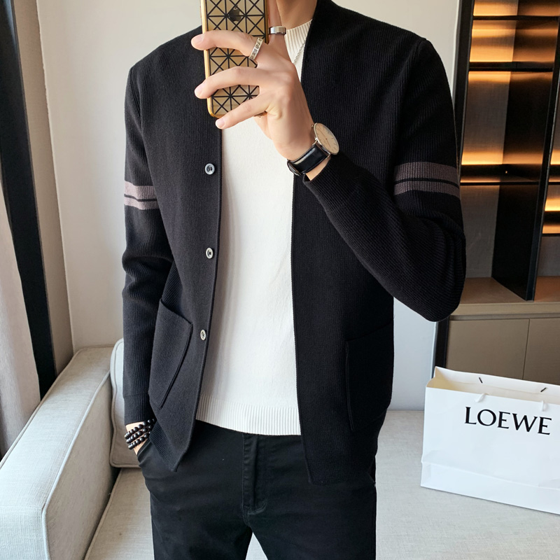 Knitted cardigan men 2021 new Korean version of the trend personality outside wear leisure health clothes spring and autumn thin sweater jacket