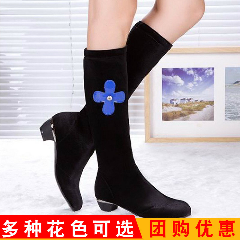 Middle Height Heel Hop Piazza Dance Boots Water Soldiers Dance Shoes Women Long Boots Soft Bottom Adults Autumn Winter Season High Cylinder Dance Shoes