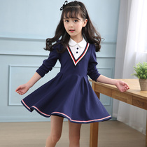 Shake sound girls autumn dress Western spring and autumn season big virgin girl dress Little girl long sleeve net red skirt autumn