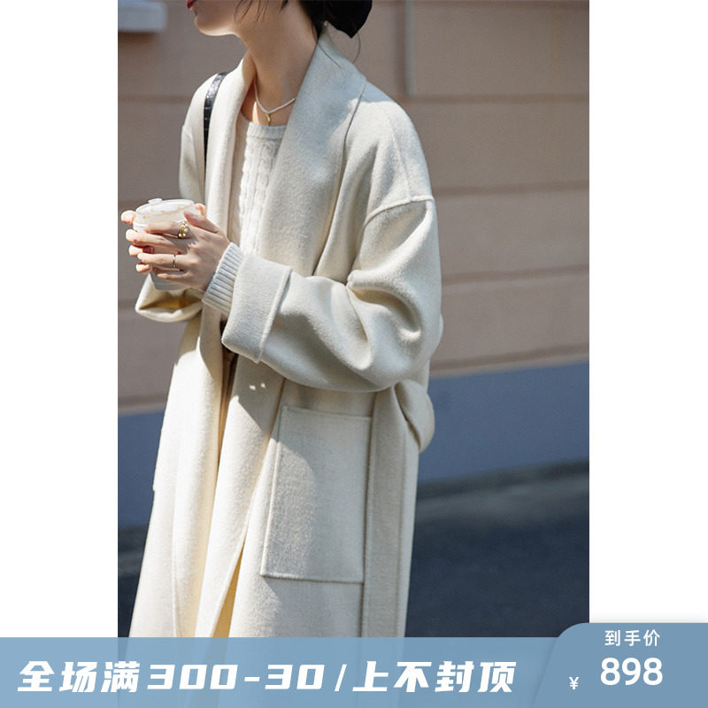 Beautiful emperor Dingdye full wool white bifacial? 2022 new temperament 2022 100 hitch coat