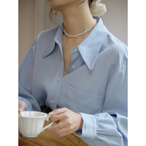 Beautiful emperor French all-silk pointed collar shirt early spring 2021 new womens loose and versatile long-sleeved shirt