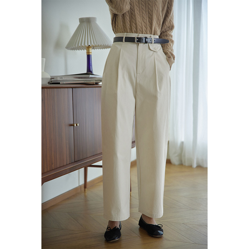 Beautiful emperor white high waist relaxed leisure and thin cotton cone pants female early spring new pants