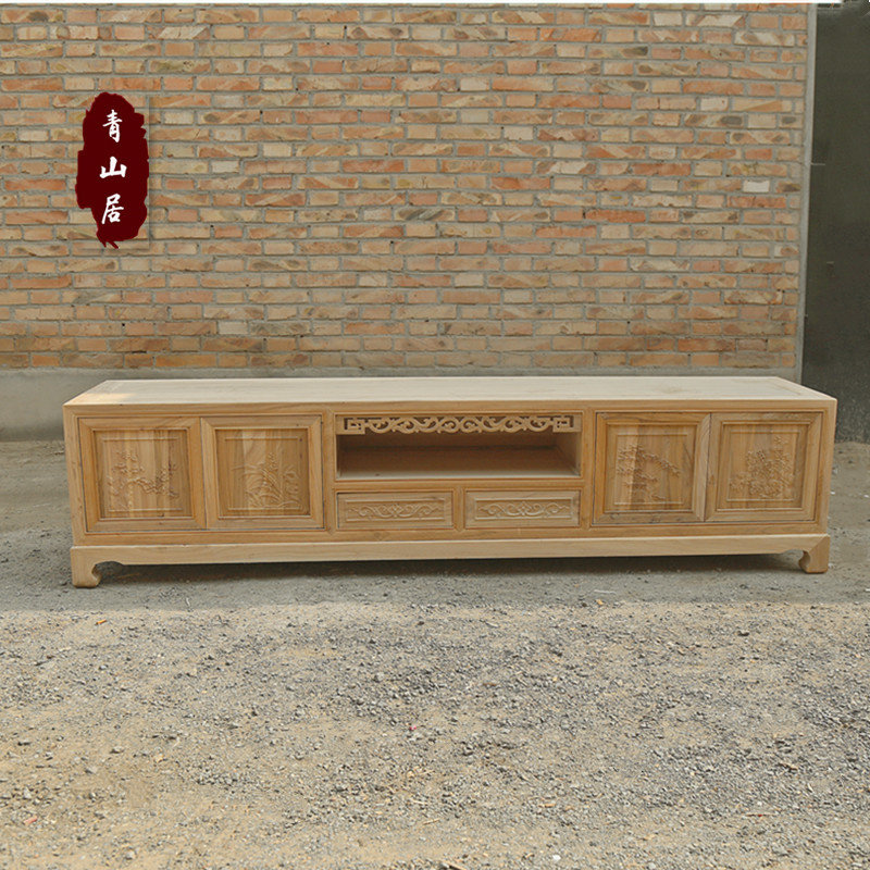 Solid Wood Chinese antique TV Cabinet white stubble carved Ming and Qing sofa furniture tea table combination white embryo blank complex classical