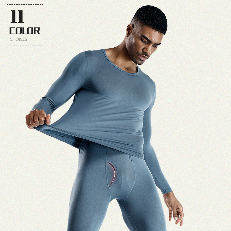 Island Nation Order Autumn Winter New Men Tight elastic thin section Round Collar Autumn Clothes Sanitary Pants Warm Comfort Underwear Suit