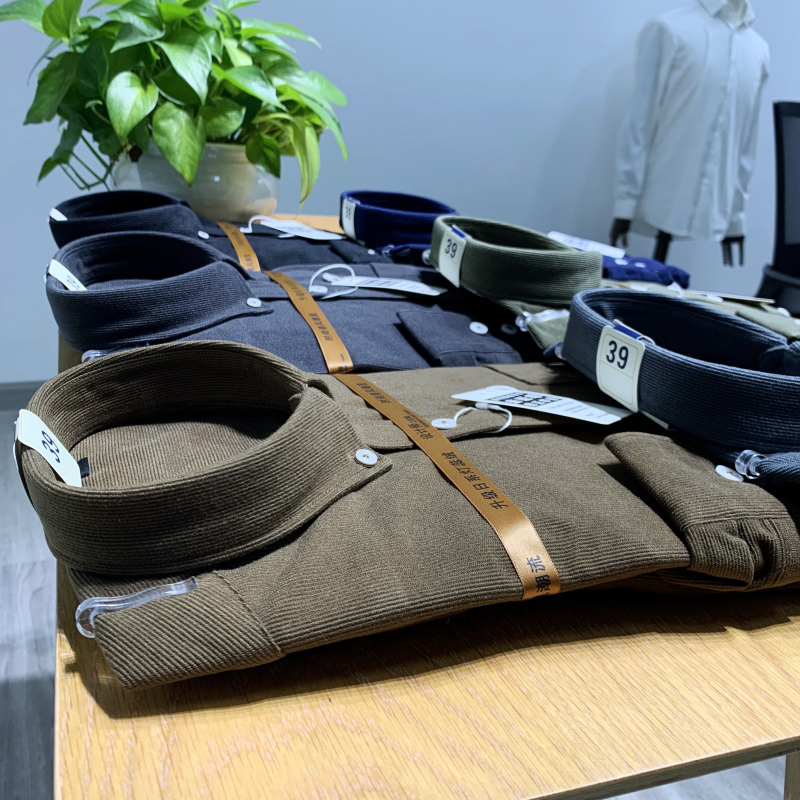 Stand out from the crowd Artisan series Heavy-wash corduroy Autumn and winter men's retro fashion casual long-sleeved shirt