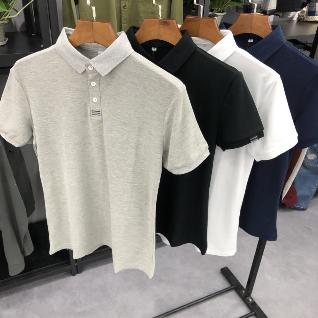 Bead Ground Cotton Net Breathable Design 22 Summer New Korean Version Trendy Fashion Men Short Sleeve Polo Shirt Man T Shirt