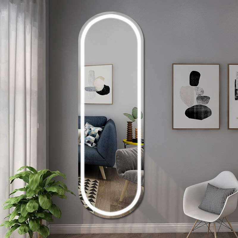 ins net red mirror intelligent LED lamp mirror full body mirror home full body mirror with lamp girl bedroom wall hanging