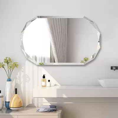 Modern simple frameless punch-free bathroom mirror Wall-mounted powder room toilet toilet makeup dressing bathroom mirror