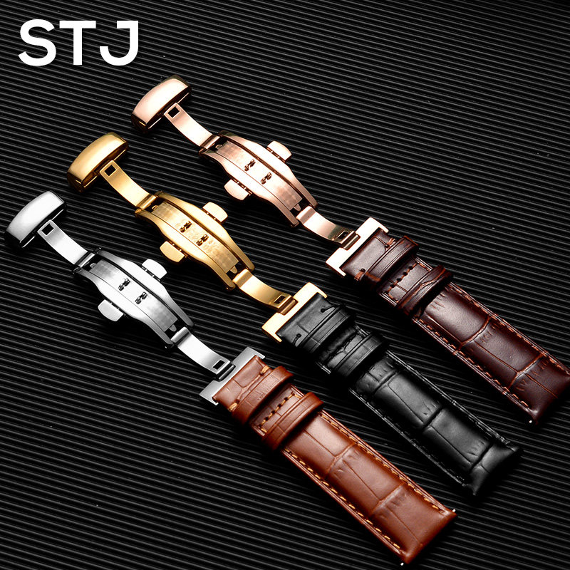 Strap leather male strap female butterfly buckle accessories instead of DW Mido Longines master Tissot CASIO