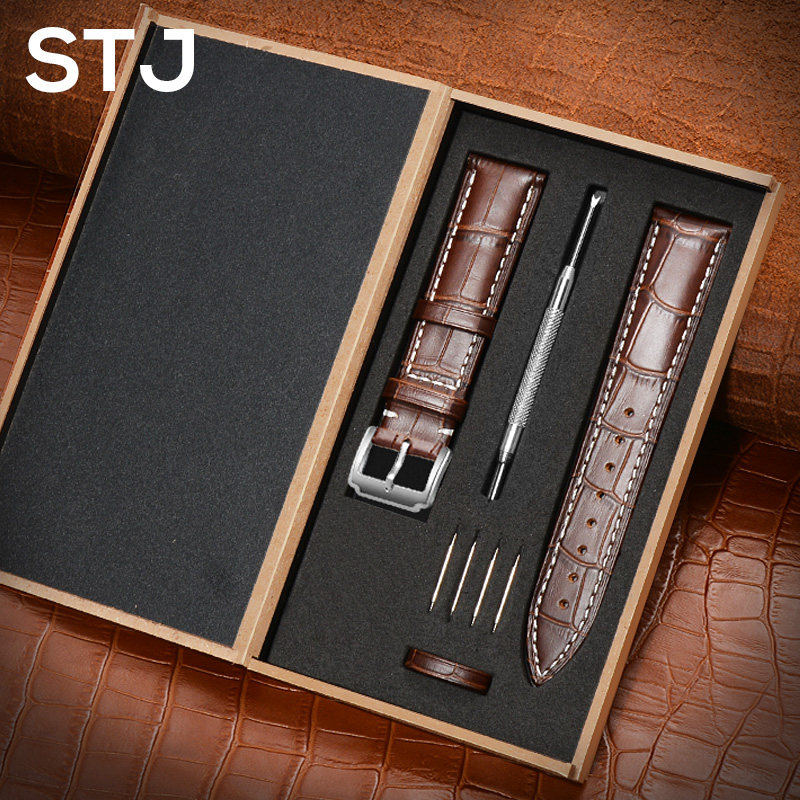 STJ band leather men and women needle buckle watch accessories substitute king CASIOdw Longines Tissot omega