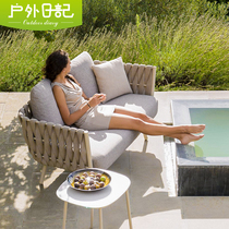 Nordic Outdoor Sofa Balcony Patio Sofa Tea Table Combo Villa Casual Vines Rattan Chair Whole of Outdoor Furniture