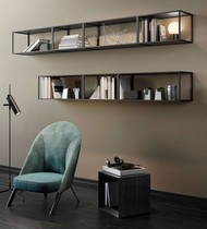 Minimalist modern wall shelf wall-mounted wrought iron bookshelf Nordic living room bedroom multi-layer partition storage display rack