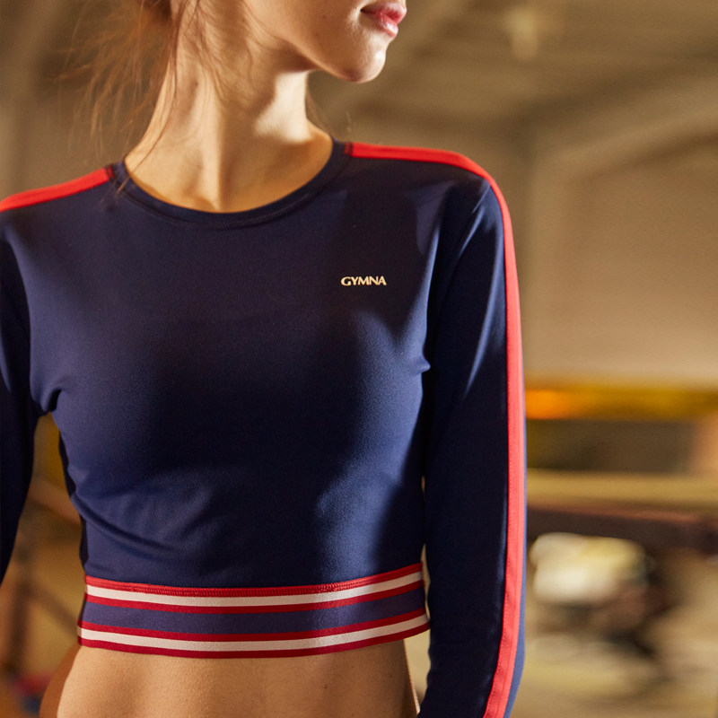 GYMNA Quick Dry Fitness Jacket Backing Shirt Short Training T-shirt Sports Skinny Crewneck Dance Running Long Sleeve Women