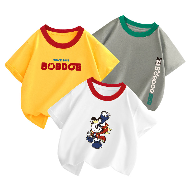 【3件装】巴布豆童装纯棉T恤男女童夏装2026新款中大童短袖