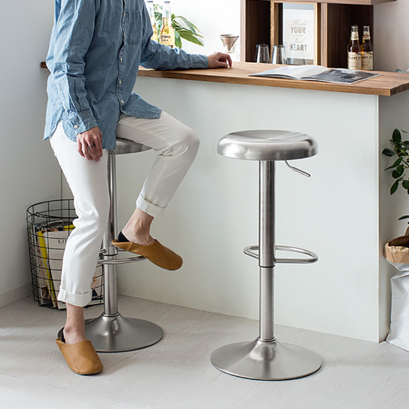 Stainless Steel Bar Chair Day Style Home Bar Bench Lift Bar Swivel High Footstool Metal Bar Stool