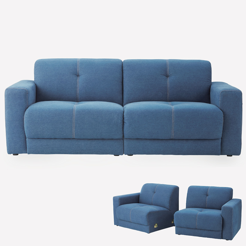 Fashion denim cloth sofa size family living room packaging room simple modern double triple sofa