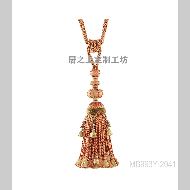 American style European-style Curtain Hanging Ears-like Dining Room Upscale Villa High Quality Decorative Strap Genuine Silk Material