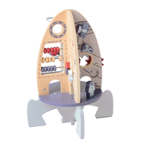 EverEarth火箭绕珠串珠儿童玩具木制宝宝益智玩具航天模型1岁2岁