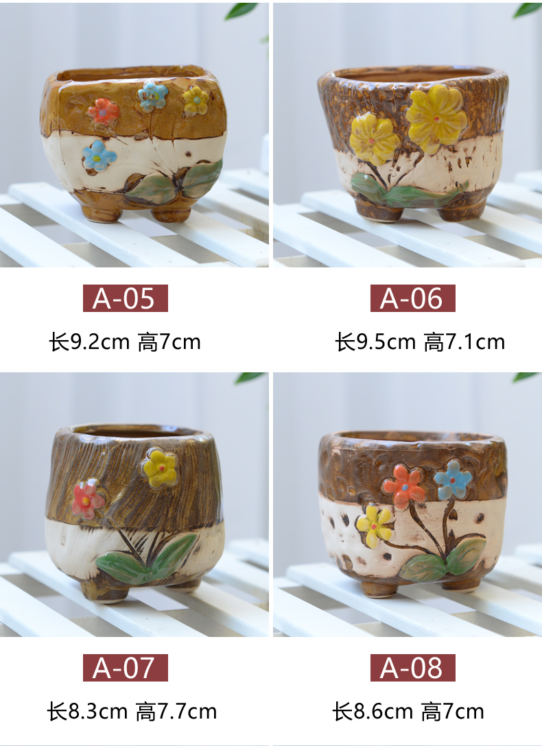 Hand - made coarse pottery breathable meaty plant old running the flowerpot purple color green plant ceramic flower implement move contracted flowerpot