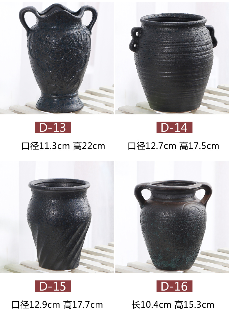 European meaty plant ceramic big old running high dry vase flowerpot mage jade butterfly contracted character coarse pottery breathable