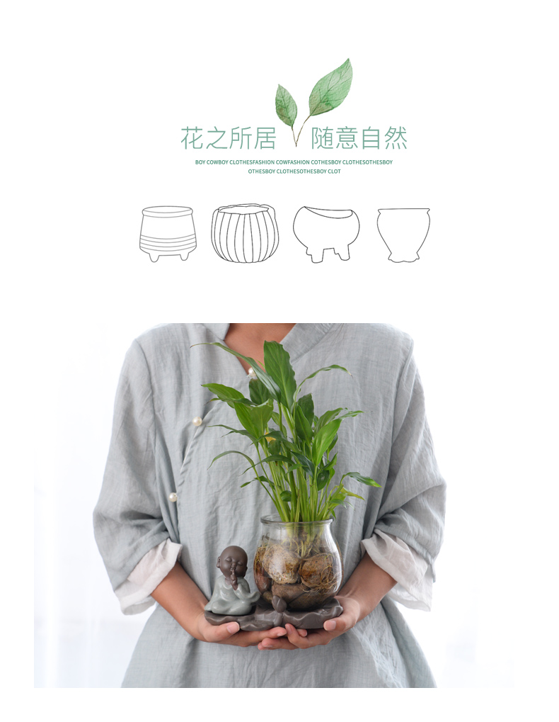 Water have other ceramic flower pot glass vase monk zen furnishing articles white palm lucky bamboo grass cooper hydroponic container