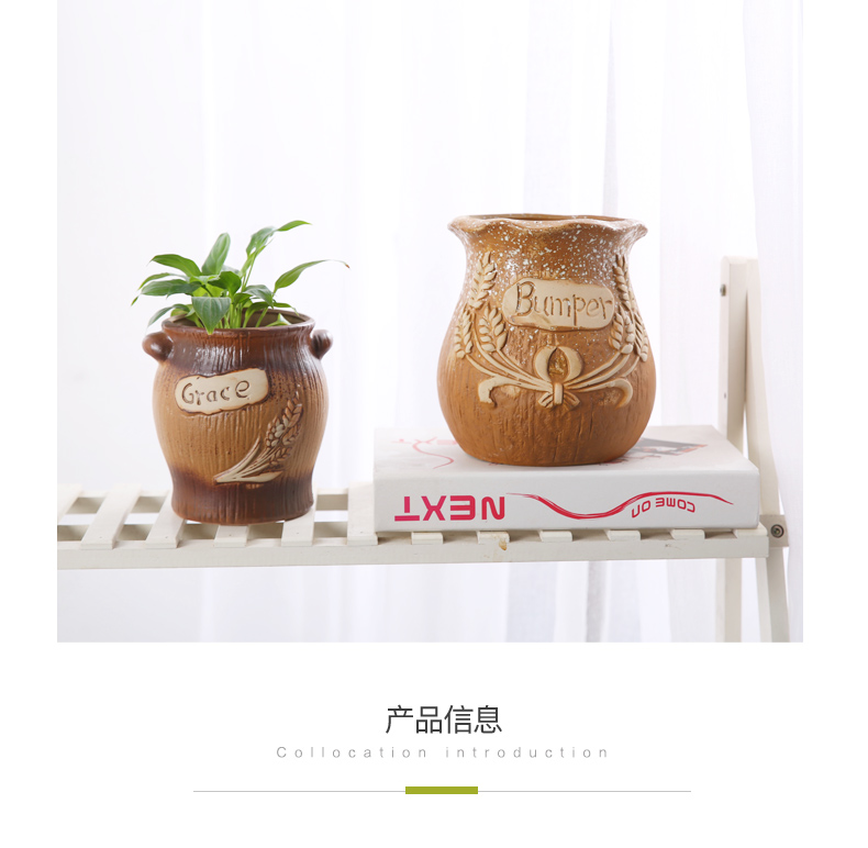 European ceramic flower pot coarse pottery breathable large caliber high model of the old running the fleshy green plant flower vase asparagus rich tree